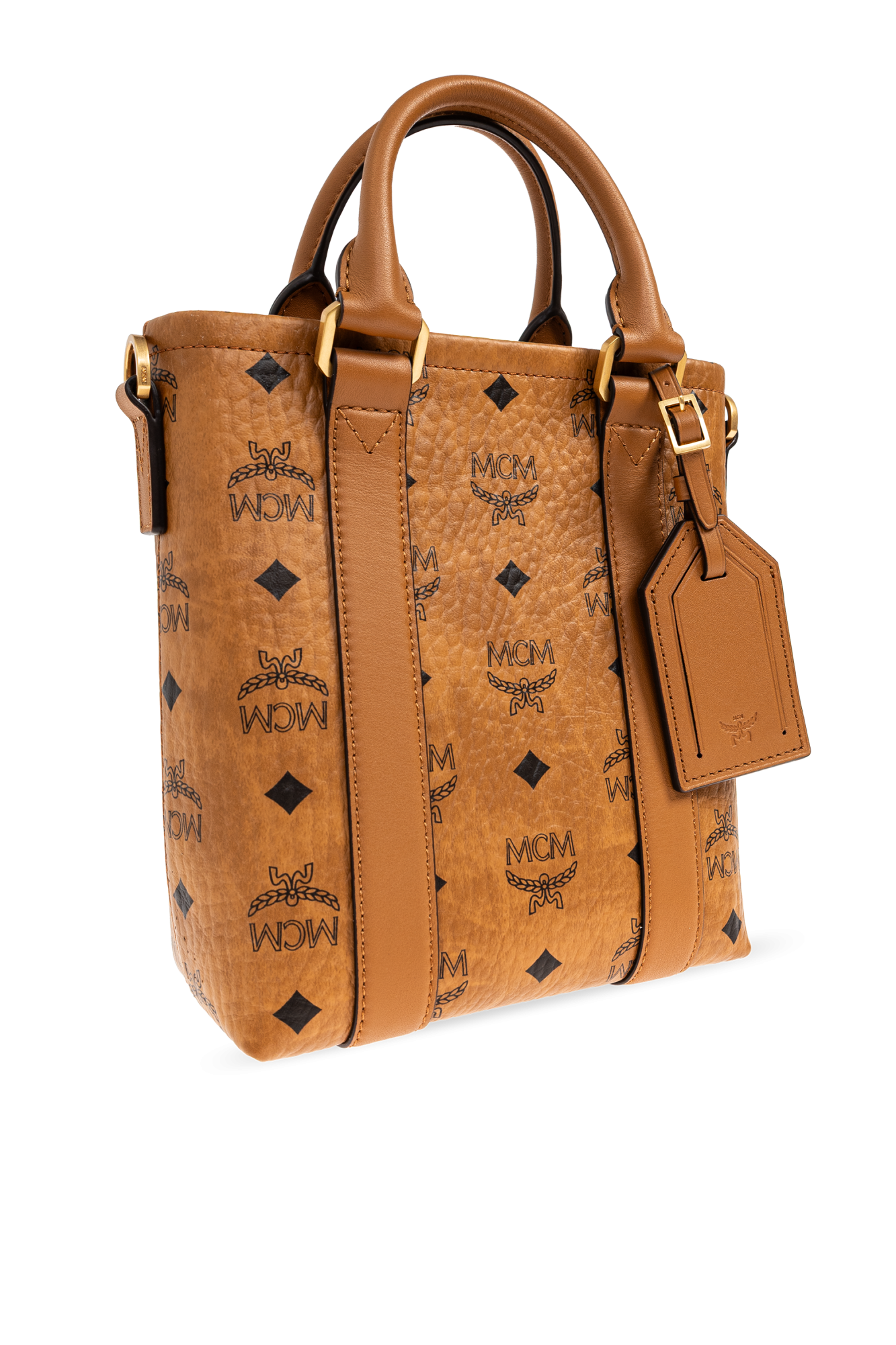 MCM ボディバッグ L11863 ブラウン Authentic MCM Visetos 2Way Shoulder Boston Bag Brown Leather
